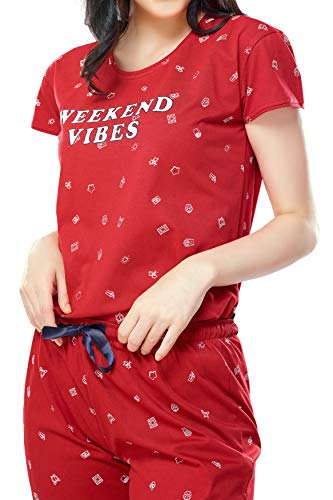 Image of ZEYO Women's Cotton Cactus Printed Night Suit Set of Top & Pajama Set 5293 (Available in Plus Size)