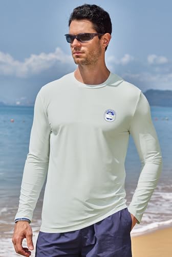 Image of Mens UPF 50+ Rash Guard Quick Dry Lightweight Summer UV Sun Protection Long Sleeve Swim Shirt (S-XXL)