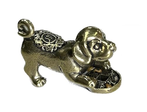Estatua decorativa perro Feng Shui bronce mini miniatura 2
