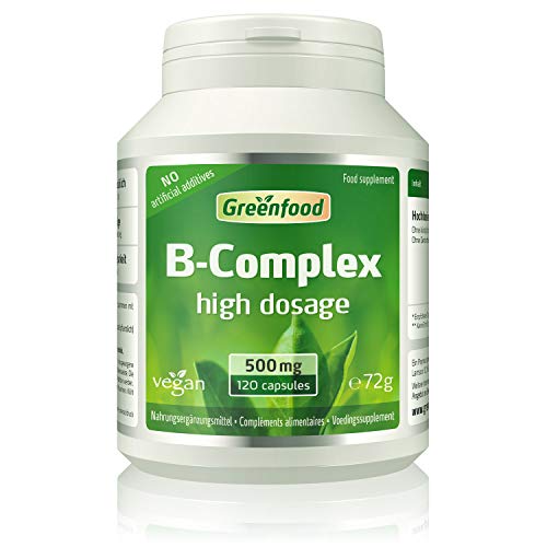 GF B-Komplex 50, hochdosiert, 120 Kapseln  alle B-Vitamine. Für einen klaren Kopf (B5), Energie (B12) und schöne Haut und Haare (B7). OHNE künstliche Zusätze. Ohne Gentechnik. Vegan