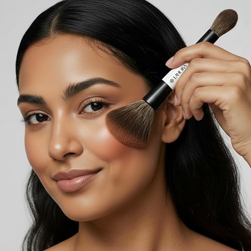 Lamora Powder + Bronzer Dual-Ended Makeup Brush - Fluffy Full Face Duo Makeup Brush for Setting Pressed, Baked, or Loose Powder Bronzer Highlighter Blush - Vegan, Cruelty-Free & Synthetic Bristles - Image 3