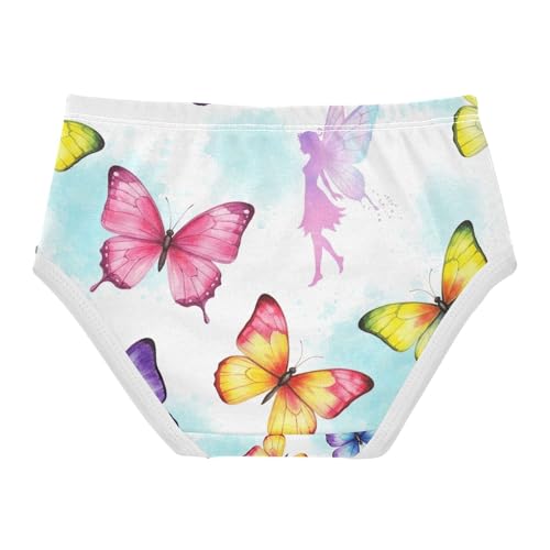 Toddler Panties, Watercolor Butterflies Pastel White Cotton Girls Underwear, 2T–8 Years2