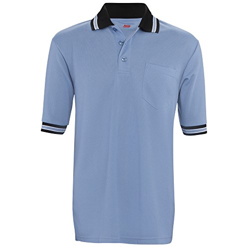 ADAMS USA Short Sleeve Baseball Umpire Shirt - Sized for Chest Protector, Columbia Blue , Medium