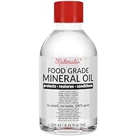 Materialix Mineralöl in Lebensmittelqualität (250ml) - für Produkte wie Holz, Bambus, Stein, Schiefer, für Schneidebretter, DYI-Kosmetik, Balsame, Cremes, Lotionen, Haarpflege, Salben eignet.