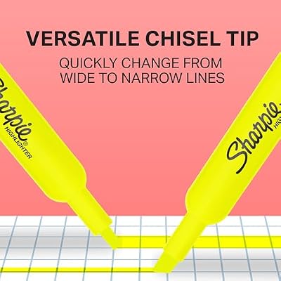 Sharpie Tank Highlighters, Chisel Tip, Fluorescent Yellow, 12 Count