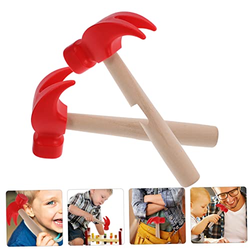 TOYANDONA 6 Peças Martelo De Brinquedo Para Crianças Brinquedos De Madeira Martelo De Garra Vermelho