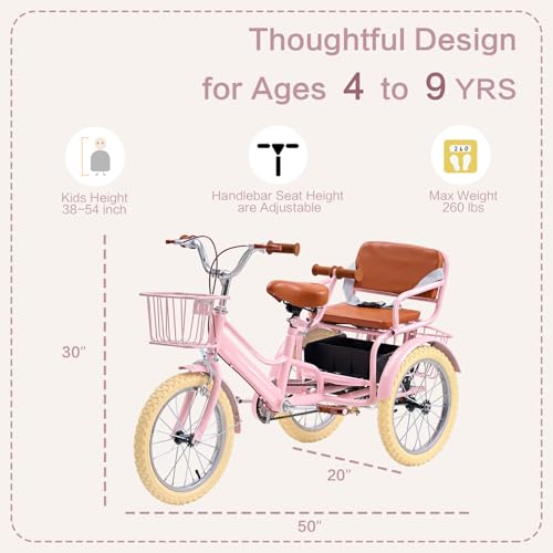 Kids Tricycle with 2 Seats
