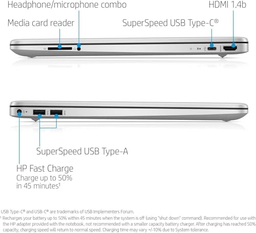 Image of HP Ultrabook Laptop with Copilot AI • 2026 Edition • Intel 4-Core N150 CPU • 4GB RAM • 128GB SSD + 1TB Cloud Storage • Microsoft 365 • Windows 11 • Thin & Portable • w /o Mouse