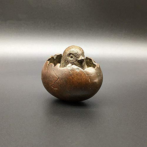 Statue en laiton vintage, figurines miniatures en laiton, feng shui chinois, bronze antique, coquille d'œuf cassée, ornement de poulet porte-bonheur, décorations sans fin Feng Shui, thé en cuivre, acc