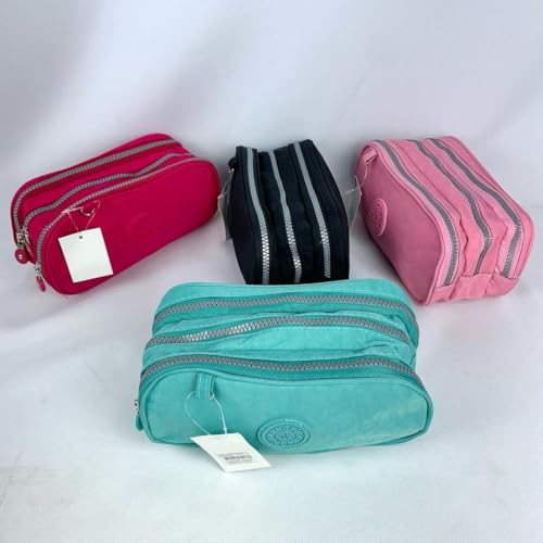 Estojo Escolar Grande Unissex Com 3 Bolsos Divisórias Para Lápis e Caneta Hidrocor (Preto)