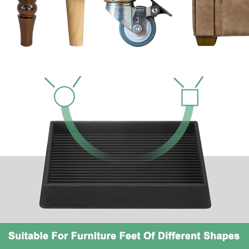 Image of M METERXITY 8-Pack Furniture Coasters Cups, 4 inch Square Rubber Anti Slide Floor Protector Pads for Sofa Chair /Piano Stopper, Furniture Caster Leg Non Slip Feet Cups [Black]