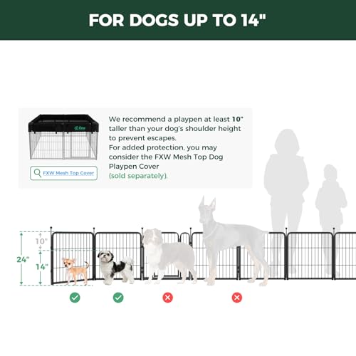Image of FXW Rollick Unleashed Dog Playpen for Indoor, Yard, RV Camping, 24 inch 32 Panels for Small and Puppy Dogs, Black│Patented