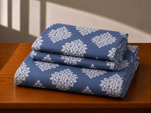 Image of Castiqa Elastic Fitted Supersoft Premium Polycotton 200TC Double Bedsheets King Size 78x72 Inch with 2 Pillow Covers (Fits Upto Mattress of 8Inches) (Multicolor V)