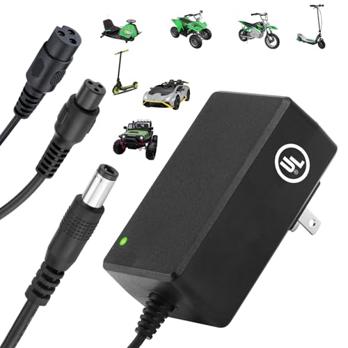 29.4V Compact Electric Scooter Charger 3 Plugs for Gotrax Razor Jetson & More Hoverboards, Ebikes, Escooters 7S (24V 25.2V 25.9V) Lithium Battery, UL Certified Safe & Powerful & Small