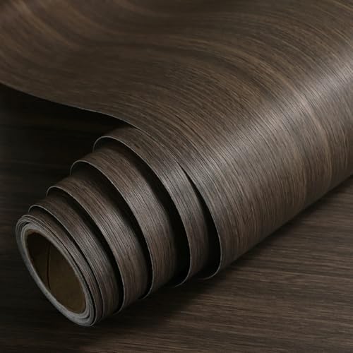 Greceyou Wood Grain Vinyl Wrap Sticker Decal Car Internal Wraps Self Adhesive Diy Film, Waterproof Wrap Roll Without Bubble, 100X 40Cm/39.4X15.7In (Coffee-Oak Wood Grain(Matte))