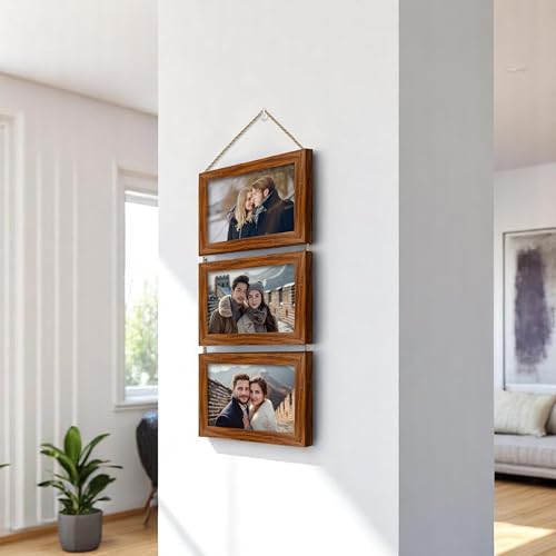 Image of Art Street Photo Frame For Wall Set Wall Hanging Photo Frame For Home and Office Decoration (Brown, 5x7 Inches)