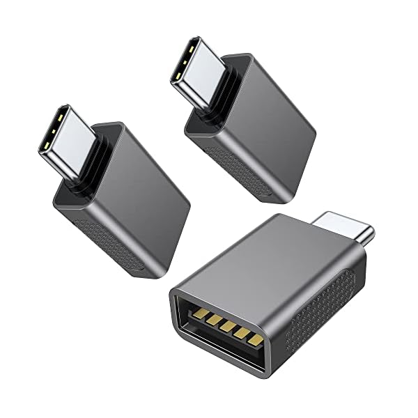 AuviPal 10Gbps USB C to USB Adapter (3 Pack), USB Type C Male to USB A Female, Thunderbolt 4/3 to USB Converter for MacBook Pro/Air, iPad, iMac and More Type C Devices - Space Gray