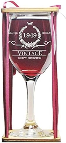 Vintage 1949 Stemmed Wine Glass with Charm and Presentation Packaging