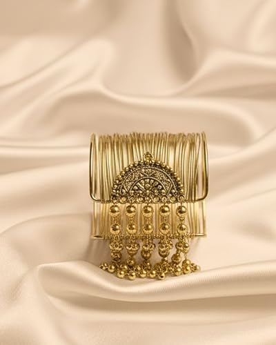 Image of Mansiyaorange Gold-Plated Fancy Stylish Hanging Balls Adjustable Cuff Bracelet