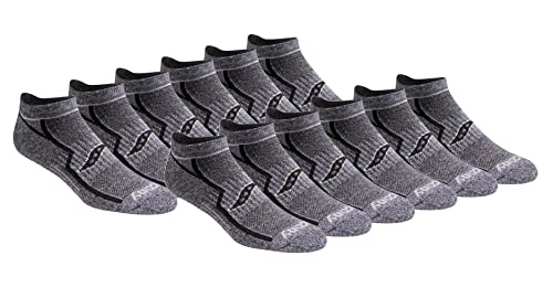 Saucony Men's Multipack Bolt Performance Comfort Fit No-Show Socks, Grey Black (12 Pairs), Shoe Size: 8-12