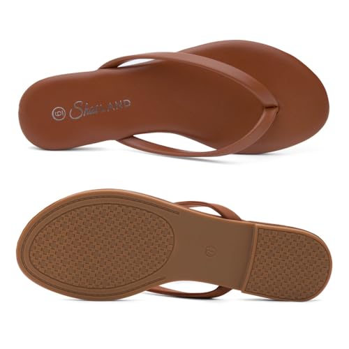 Image of Shoe Land Thong Flip Flops for Women, Memory Foam Flat Sandals, Lightweight Summer Slides, Non Slip Comfort Sandals for Beach, Travel and Everyday Wear