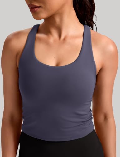 Image of HeyNuts Longline Zeal Bras Medium Impact Wirefree Sports Bras Workout Crop Tank Tops with Removable Pads, A-D Cups
