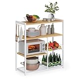 VASAGLE Estantería de Cocina con 2 Cestas de Malla Metálica, Roble Dorado y Blanco KKS096W09