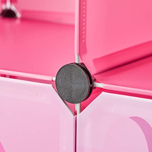 Relaxdays Steckregal Kinderzimmer, Prinzessinnenschloss, Kunststoff, DIY Schrank mit Türen, HBT: 128 x 110 x 37 cm, rosa