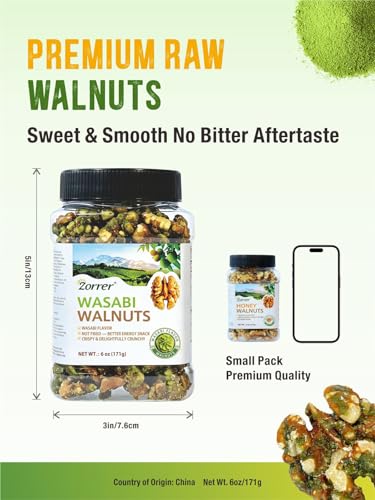 Image of Zorrer Wasabi Walnuts, 6 oz, Not Fried, Non-GMO, Freshly Roasted & Seasoned