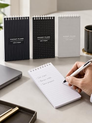 Image of DOODLE Pocket Plans Mini Spiral Notepads Set of 12 | 3 x 5 Inch Pocket Notepad with Top Spiral Binding | Pack of 12 Small Notepads for Notes, Lists, Reminders, To-Do & Desk Use | Assorted Designs