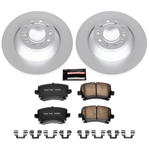 Image of PowerStop Rear Brake Kit for Audi A6 2006-11 | Audi A6 Quattro 2005-08 - Fully-Coated Disc Rotors with Z23 Carbon-Fiber Ceramic Brake Pads Upgrade, CRK4625
