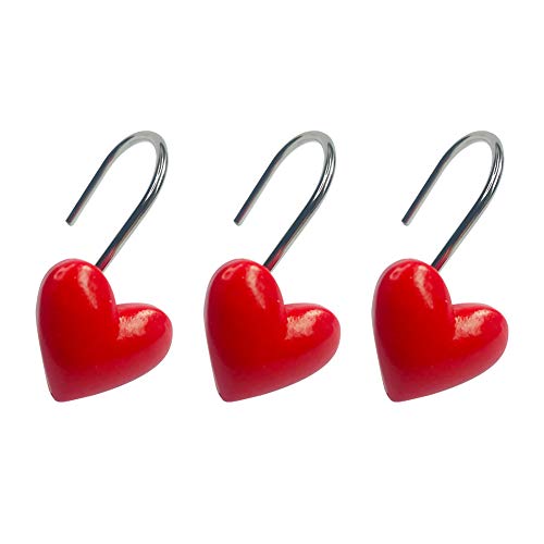 Twofishes LB-OX8Y-KV6O Valentine Gift Lovely Heart-Shaped Anti Rust Shower Curtain Hooks Decorative Resin Shower Curtain Rings Set Of 12 thumb #8