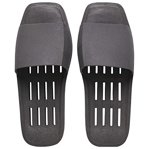 DEARCUS Shower Slippers with Comfortable Anti Slip Pad - Quick Drying Slippers with Drainage Holes – Non Slip Thick Sole Sandals – Open Toe Home Slippers – Piu Meno, Deep Grey