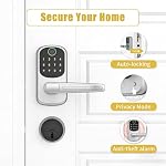 Keypad Smart Door Lock withHandle: 5-in-1 (APP/Fingerprint/Card/Keypad Code/Physical Key) – Ditch Key Loss/Forget Anxiety, Secure Home/Hotel/Bedroom Safety