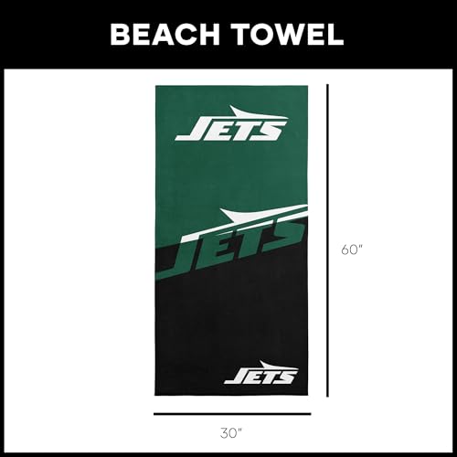 Image of Northwest NFL New York Jets Microfiber Beach Towel, 30 x 60 Inches - Quick Dry, Sand Resistant, Lightweight, Highly Absorbent, Incisor Design
