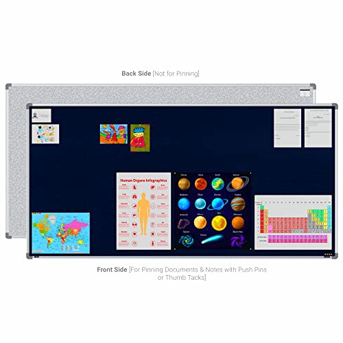 Image of Scholar Art Metis 4x8 Feet Fabric Pin-up Notice Board for Office, Home & School | High Strength Velvet Cloth + High Density Soft Board for Pinning Photos, Sticky Notes & Reminders (Dark Blue)