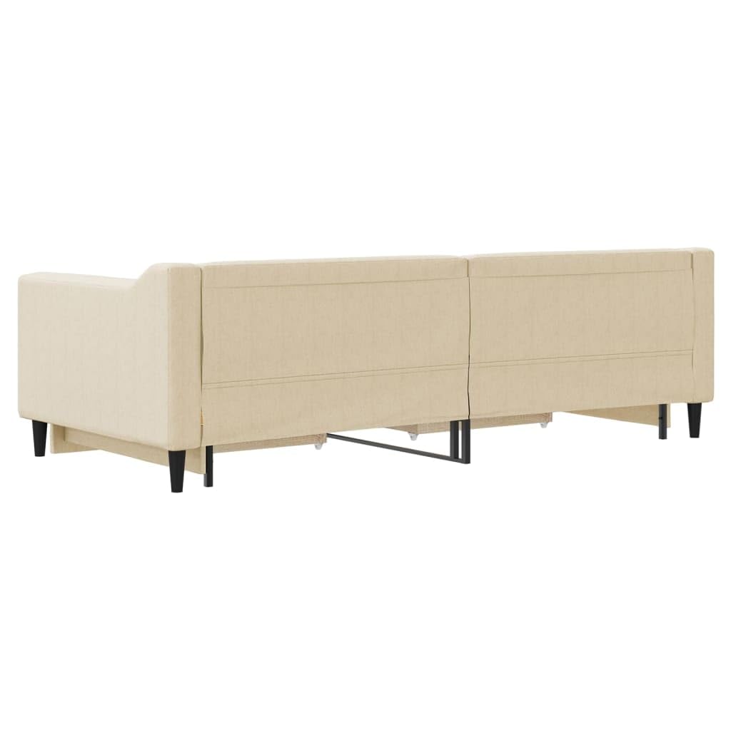 vidaXL Sofa rozsuwana z szufladami, kremowa, 90x200 cm, tkanina