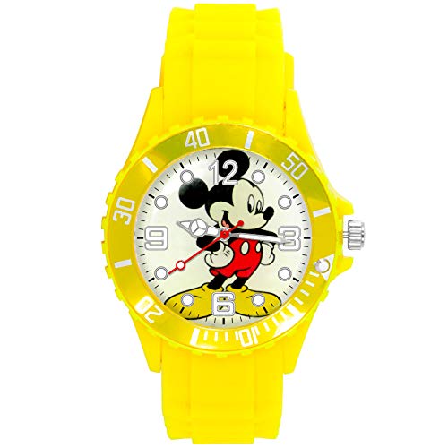 Montre ronde silicone jaune anti-choc pour fans de souris