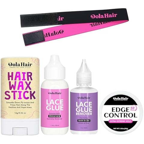 Dolahair Lace Wig Glue Kit Lace Front Glue Kit for Wigs Waterproof Wig Glue Strong Hold Wig Glue Kit Wig Install Kit Wig Installation Kit Lace Front Kit Hair Replacement Adhesive Invisible Bonding Cover