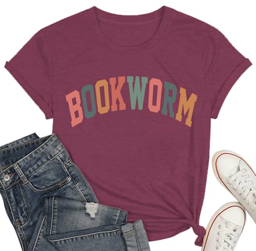 Bookish Gifts - Camisetas de lectura para mujer, camisetas con texto en inglés 'I Love Books', para amantes de los libros, Púrpura 3, XL