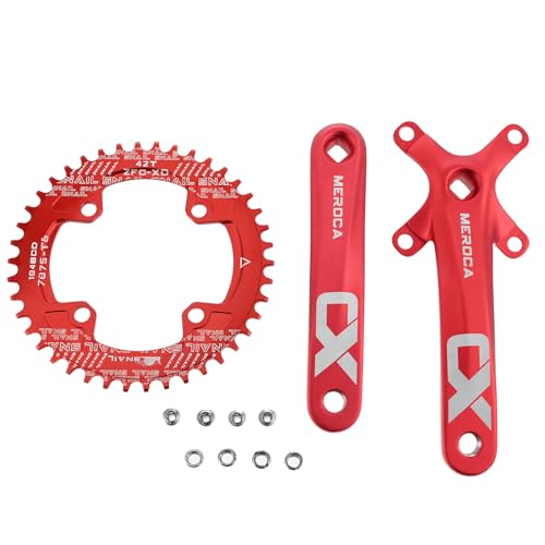 Single Speed Crankset Mountain Bike: Top Durable MTB Cranksets Reviewed 6 PETCHOR Square Taper Crankset MTB, Mountain Bike Single Speed Crankset, Bicycle Crank Arm Set 170mm 104BCD, 42T Chainring & Bolts, Red