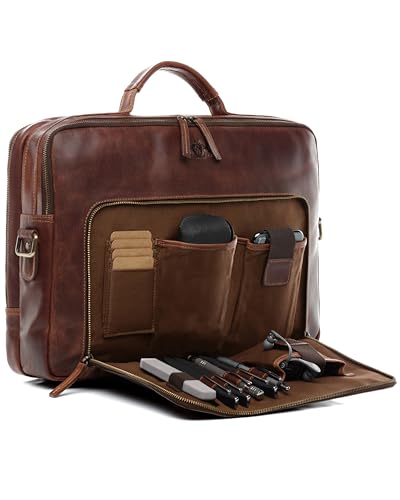 SID & VAIN große Laptoptasche mit Frontfach echt Leder - 15 bis 17 Zoll...