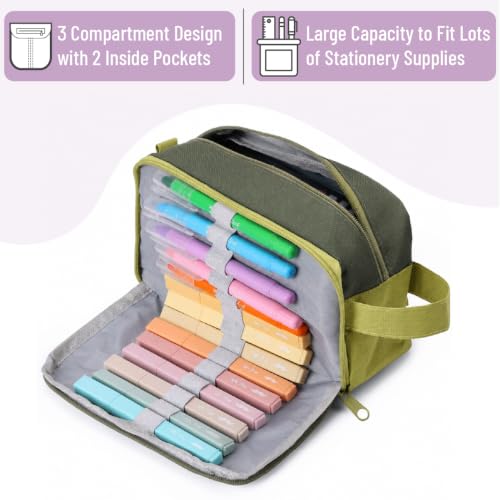 Image of Mr. Pen- High Capacity Pencil Case, Large Pencil Pouch with 3 Compartments and 2 Pockets, Large Pencil Bag with Smooth Zipper, Cute Pencil Case Pouch Organizer, School Supplies for Teens