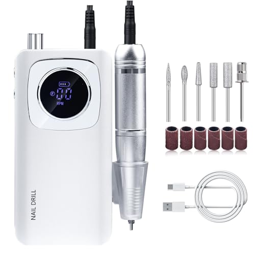 Image of 45000RPM Electric Machine Set With LCD Screen File Machine For Acrylic Gels Nails Manicures (White)