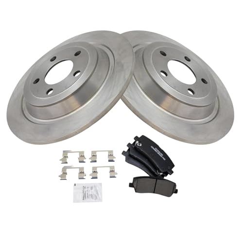 Image of TRQ Rear Brake Pad and Rotor Set Ceramic Compatible with 2018 Ford Mustang