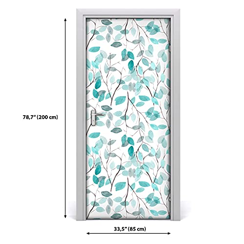 Ramas de menta en vinilo autoadhesivo extraíble de 77x200 cm para revestimiento de puertas DIY 4
