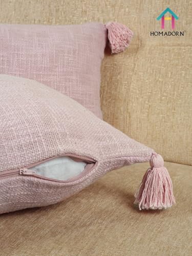 Image of HOMADORN Luxury Cotton Handmade Decorative Boho Throw Pillow Covers with Tassels for Sofa Couch Living Room Indoor Outdoor Chair Car Farmhouse (12X20 INCHES (Rectangle), Lavender (Pack of 2))