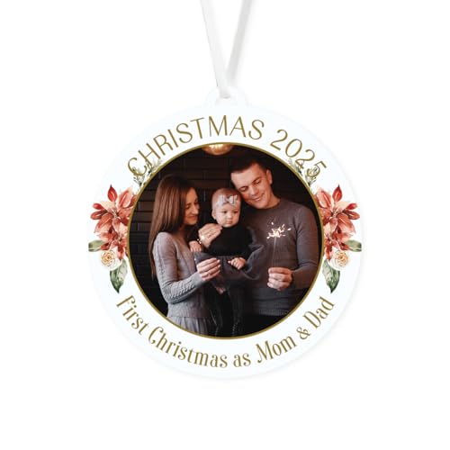 Personalized First Christmas Ornament for New Aunts and Uncles | Custom Photo Keepsake | Made in the USA | Unique Holiday Gift