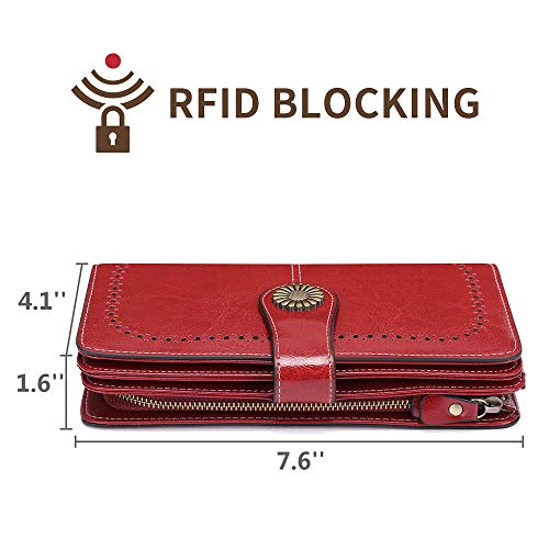 Sendefn Wallets For Women Genuine Leather Credit Card Holder With Rfid Blocking Large Capacity Wristlet #TOP5