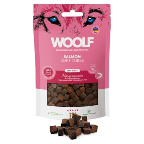 Woolf Salmon Soft Cubes Dog Treats 100g Cover